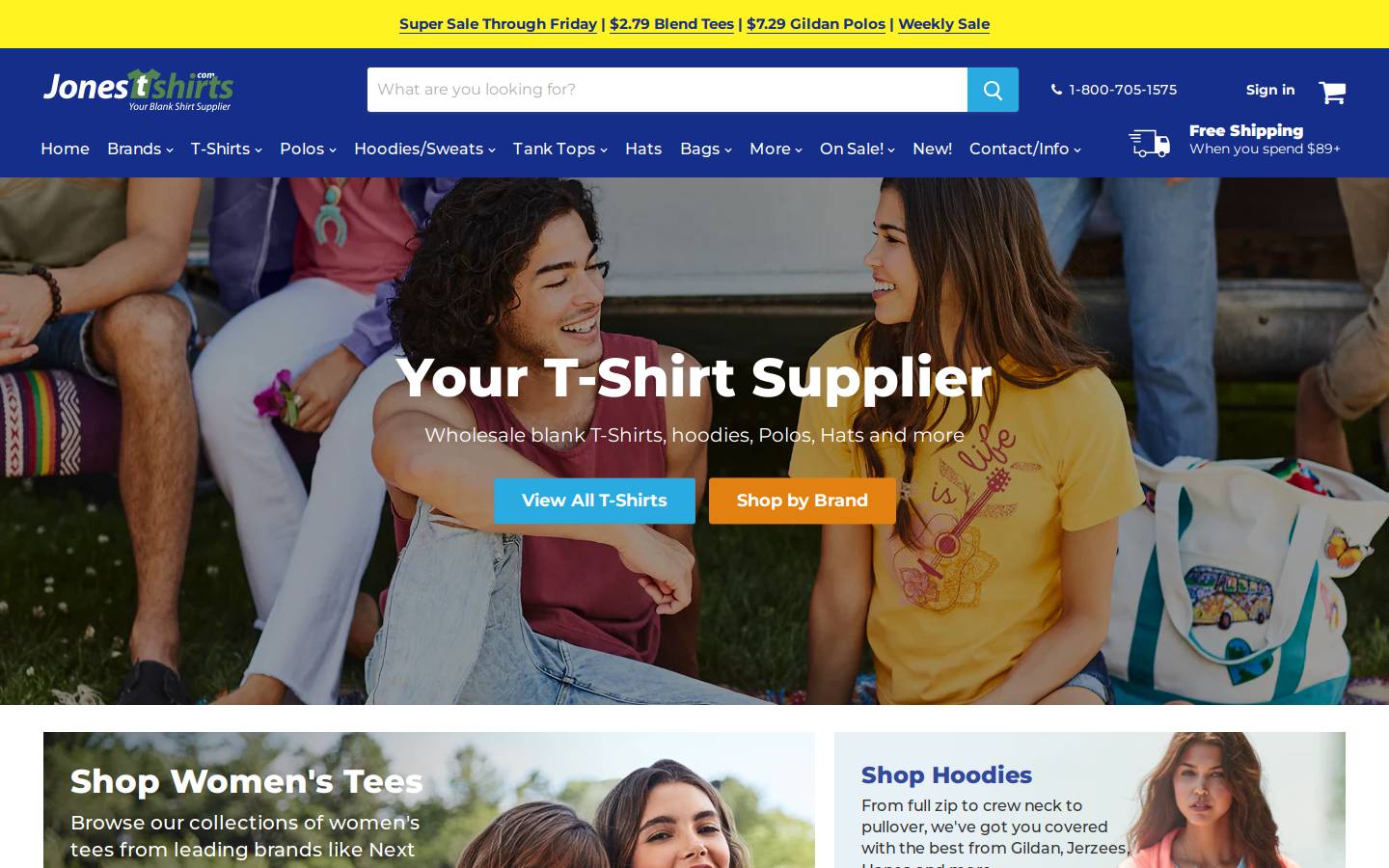 Jones T Shirts homepage screenshot