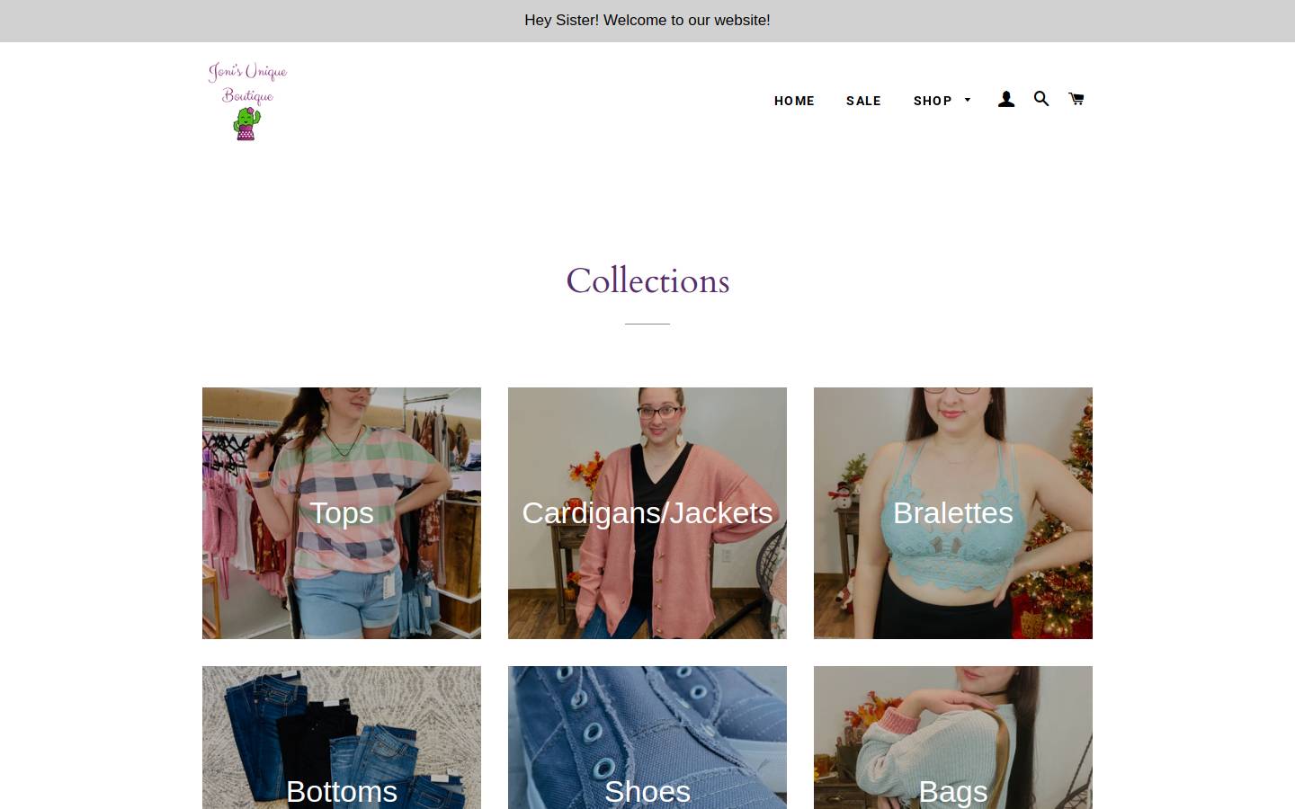 jonisuniqueboutique.com homepage screenshot