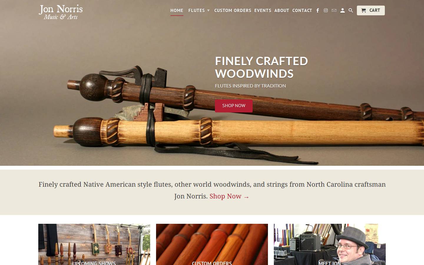 jonnorrisguitars.com homepage screenshot