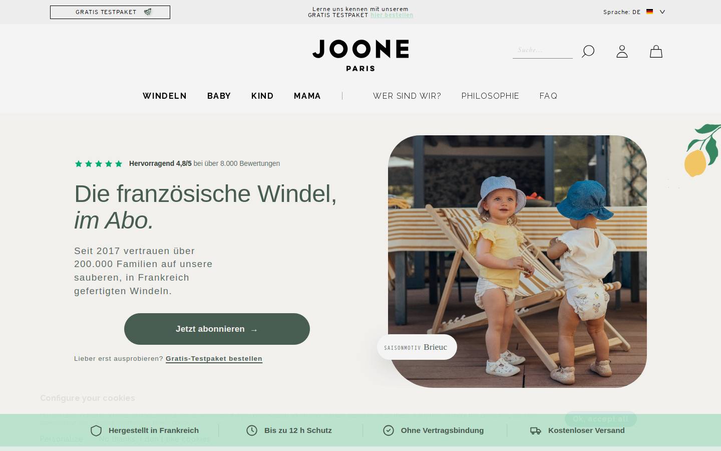 Joone Paris DACH homepage screenshot