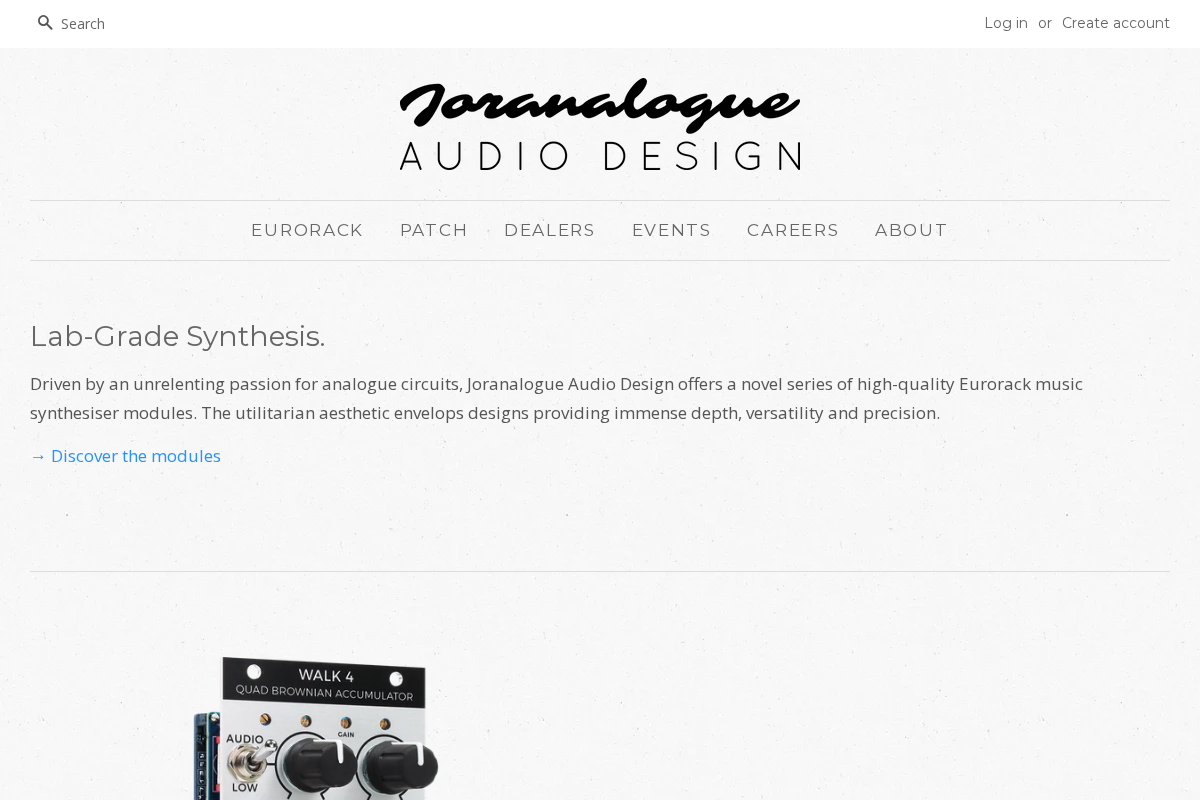 Joranalogue Audio Design homepage screenshot