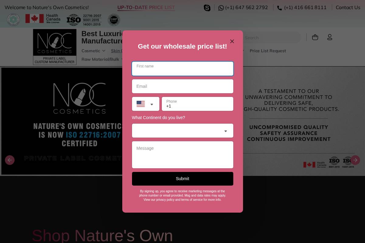 Jordane Cosmetics homepage screenshot