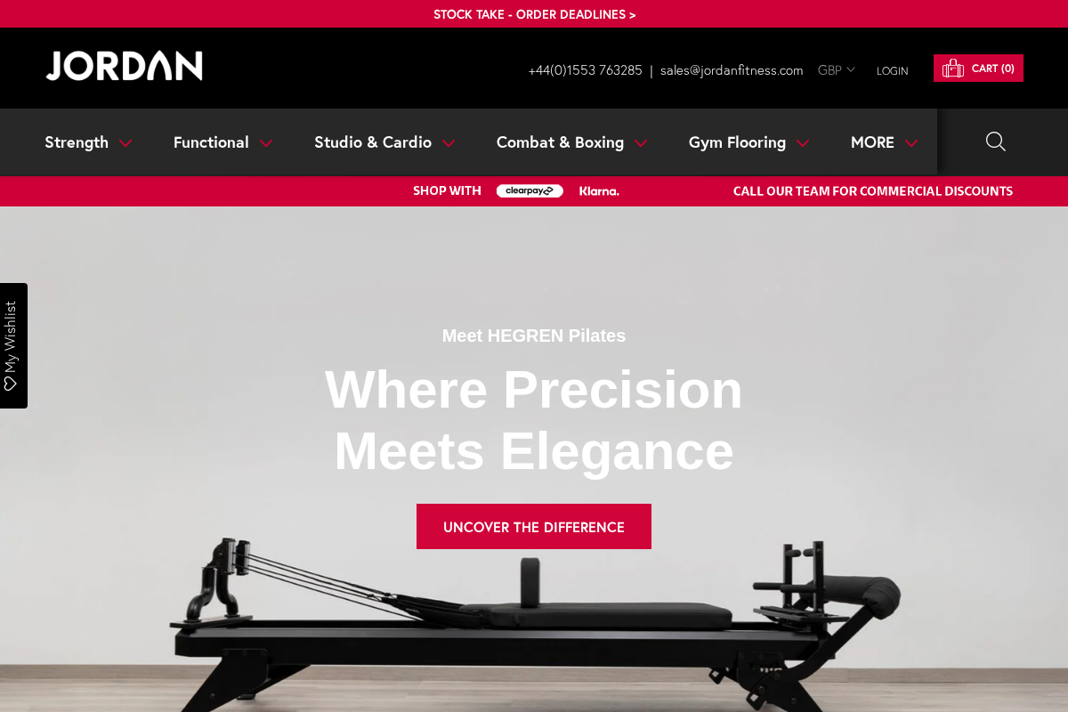 Jordan Fitness homepage screenshot