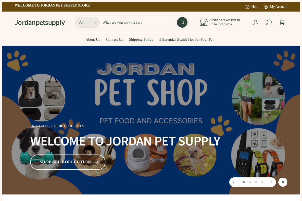 Jordanpetsupply homepage screenshot
