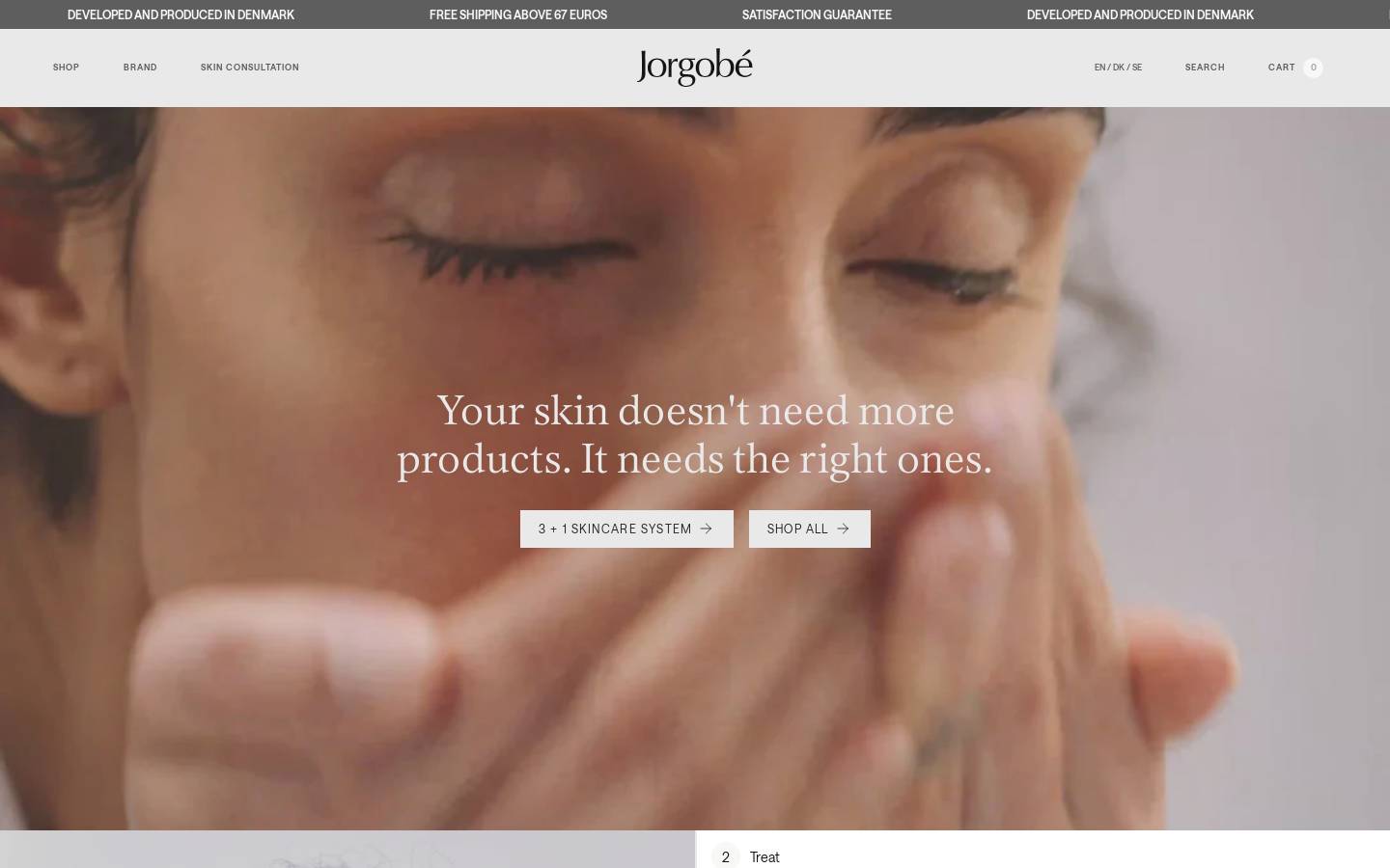 Jorgobé Skin Care homepage screenshot