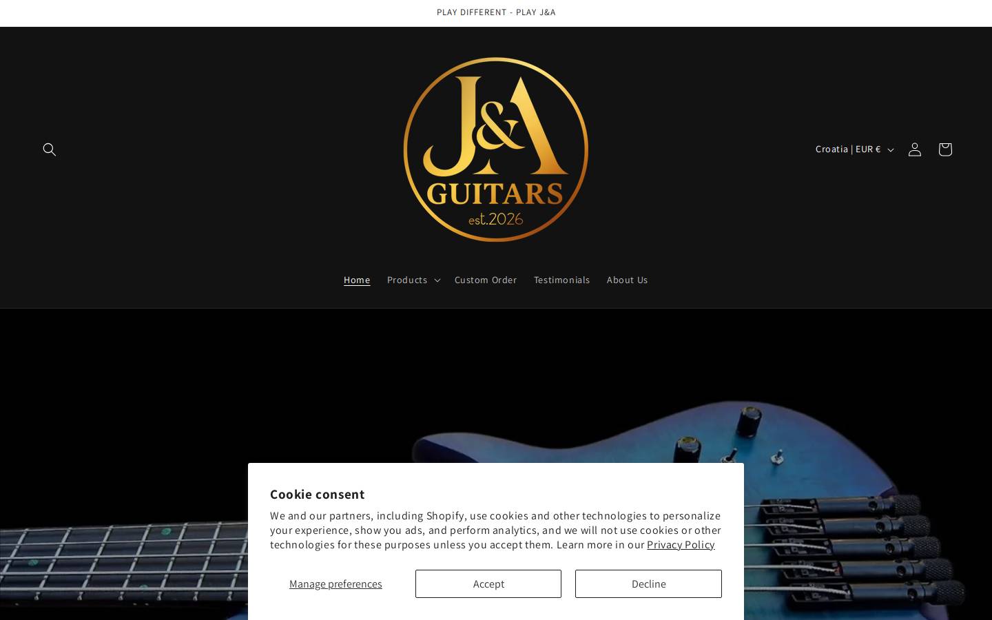 josephcustombasses.com homepage screenshot