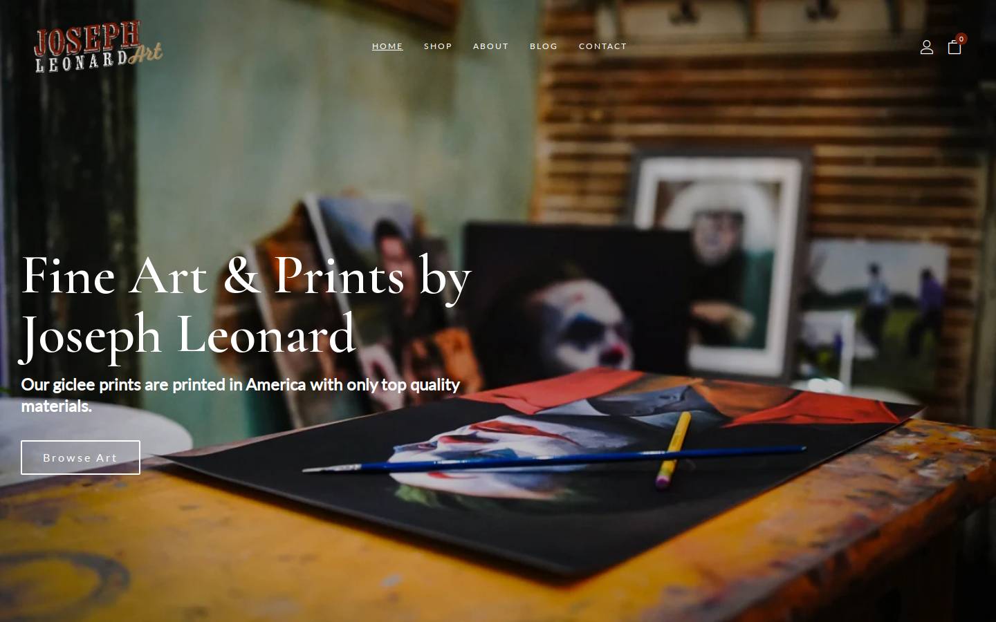 josephleonardart.com homepage screenshot