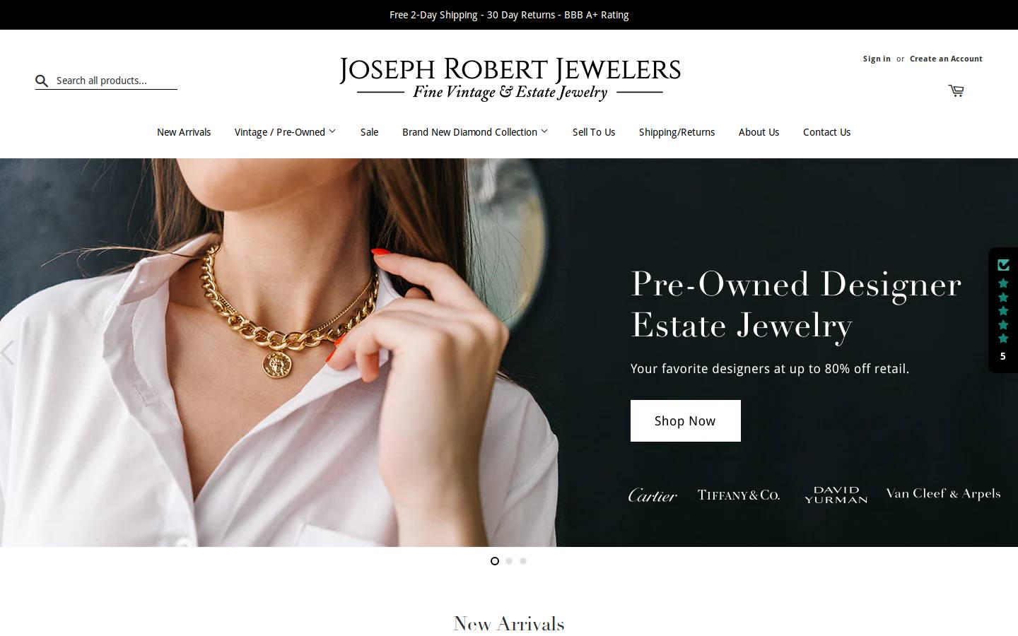 josephrobertjewelers.com homepage screenshot