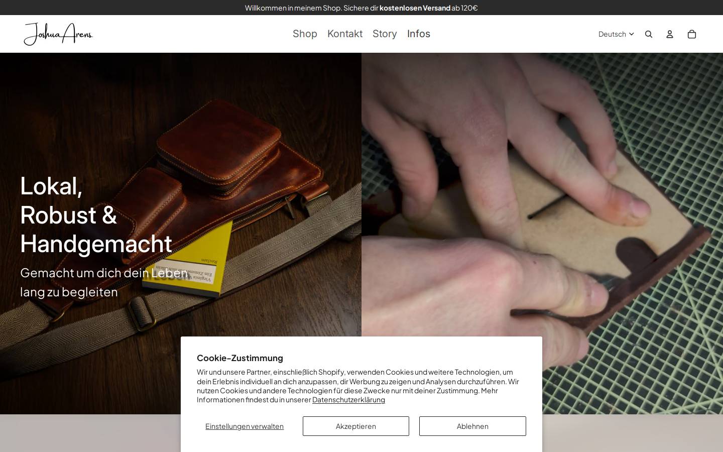 joshuaarens.com homepage screenshot