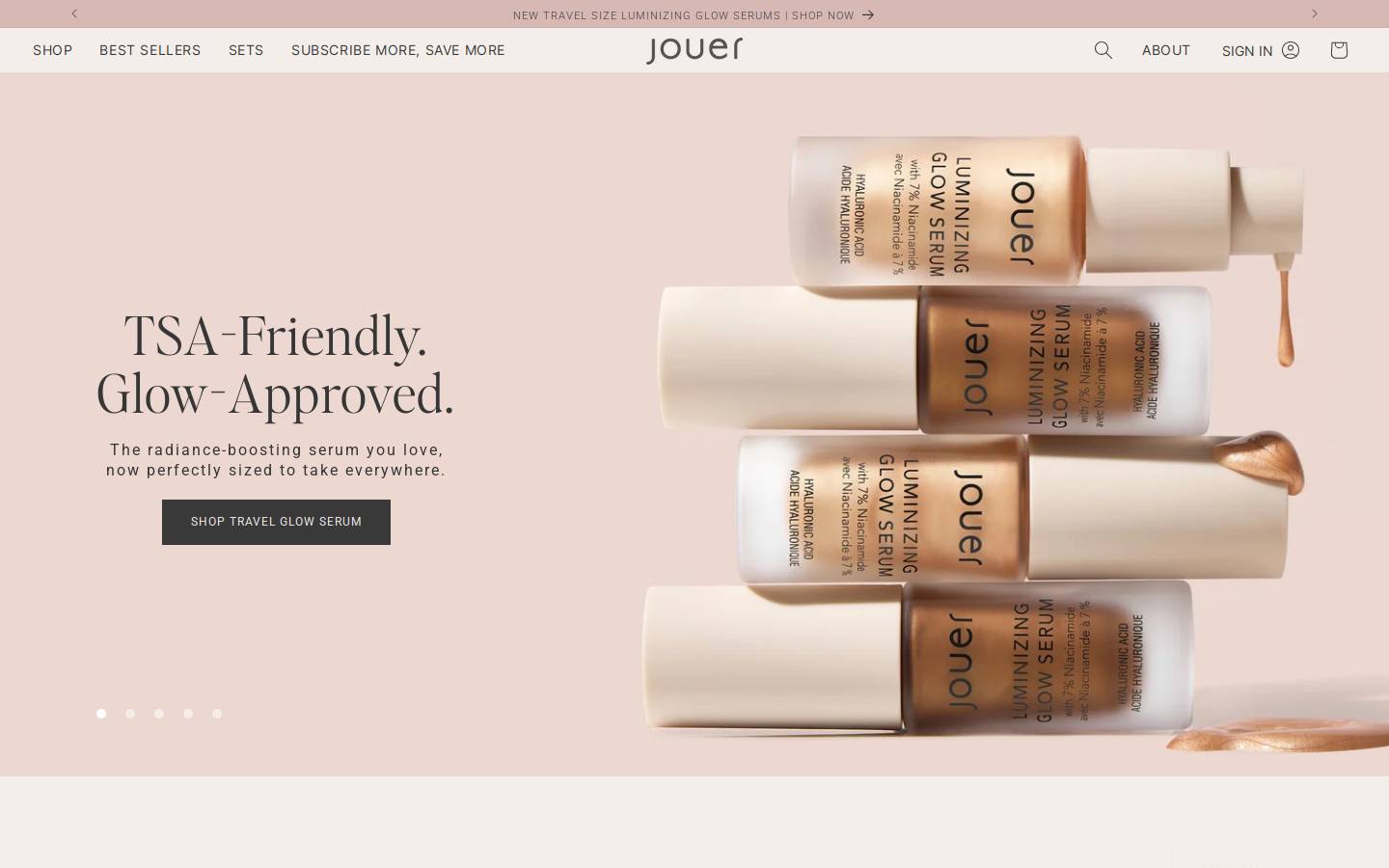 Jouer Cosmetics homepage screenshot