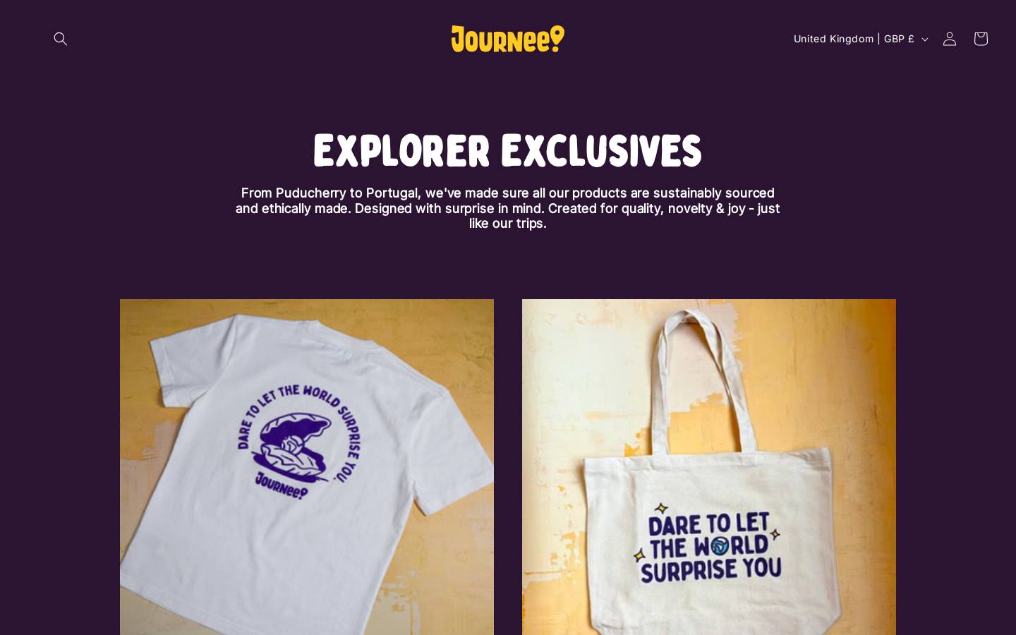 journeemerch.com homepage screenshot
