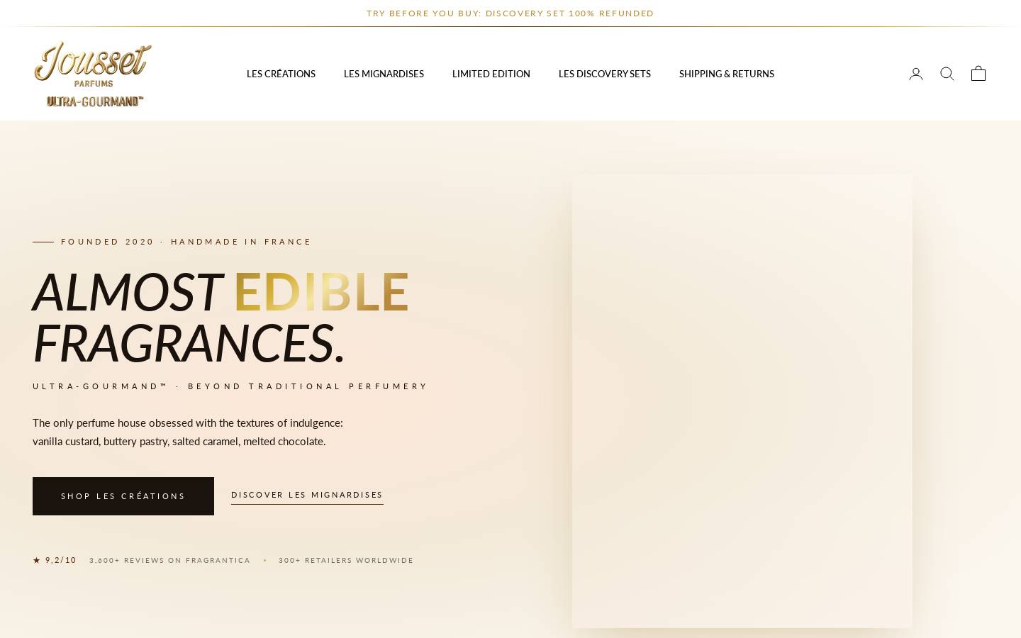 Joussetparfums.com homepage screenshot