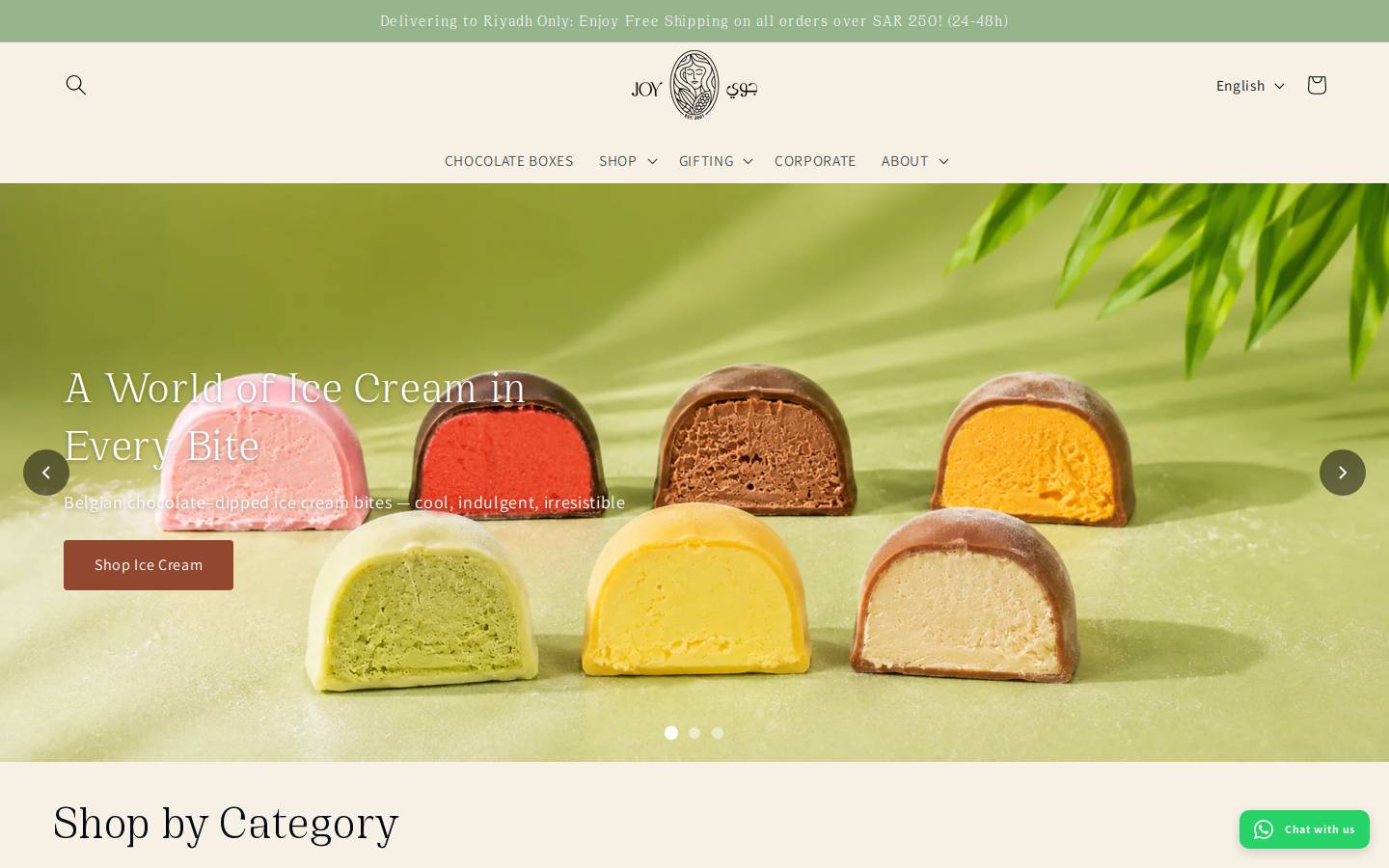 joy-chocolate.com homepage screenshot