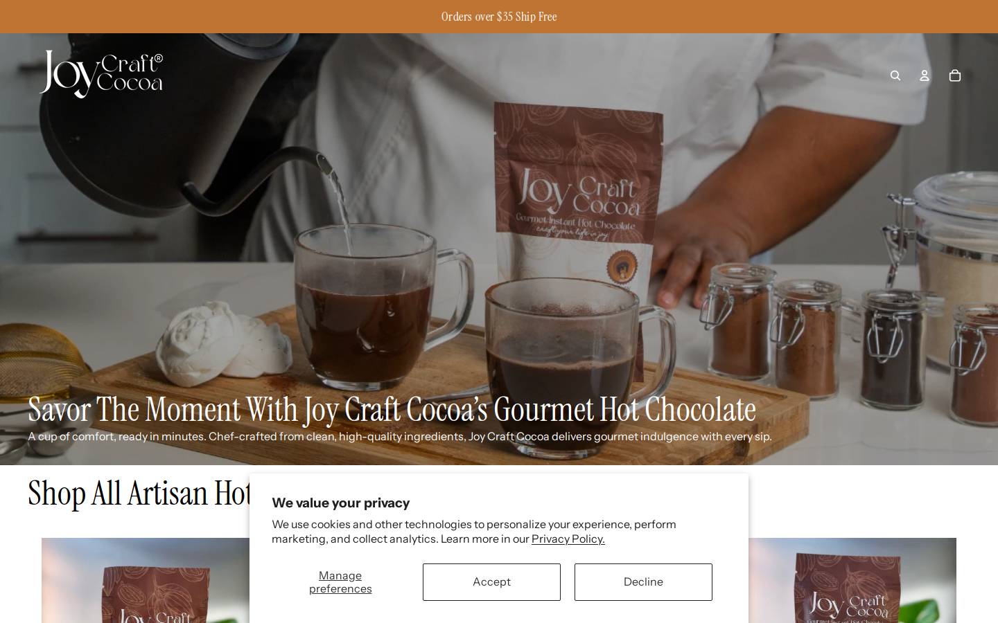 joycraftcocoa.com homepage screenshot