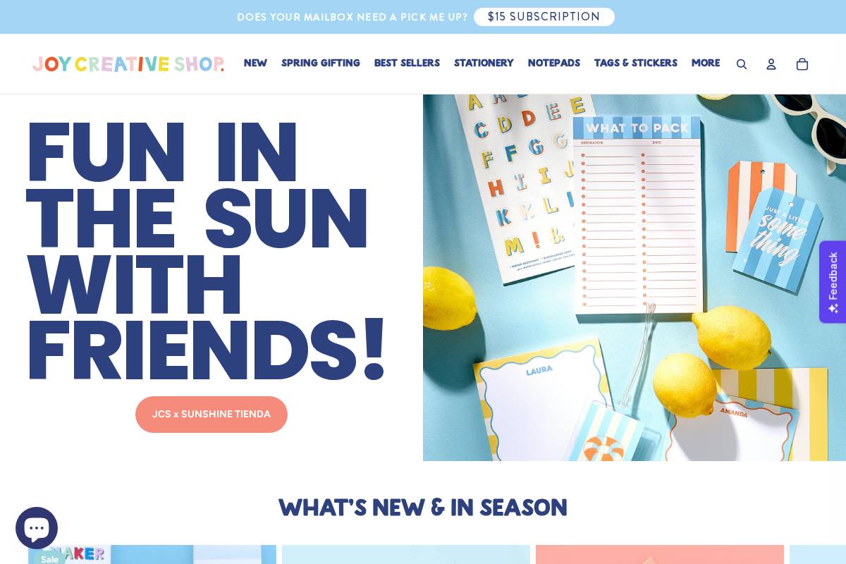 joycreativeshop.com homepage screenshot