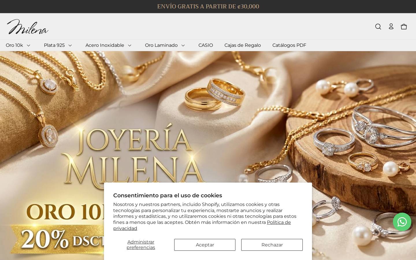 joyeriamilena.com homepage screenshot