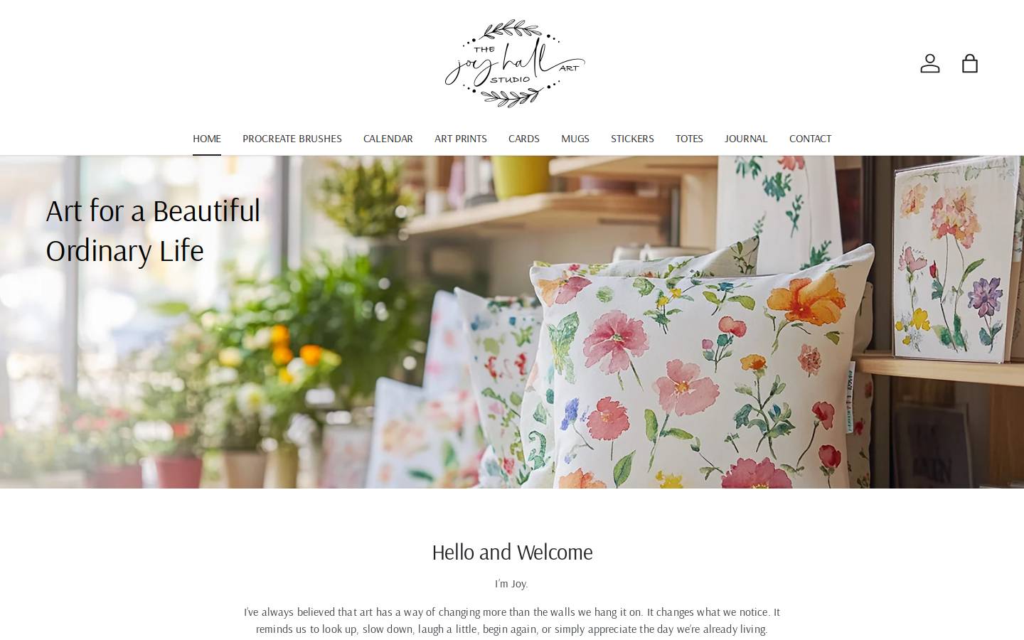 joyhallart.com homepage screenshot