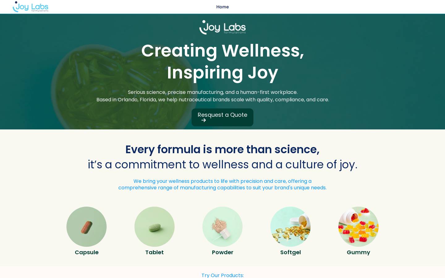joylabsformulations.com homepage screenshot