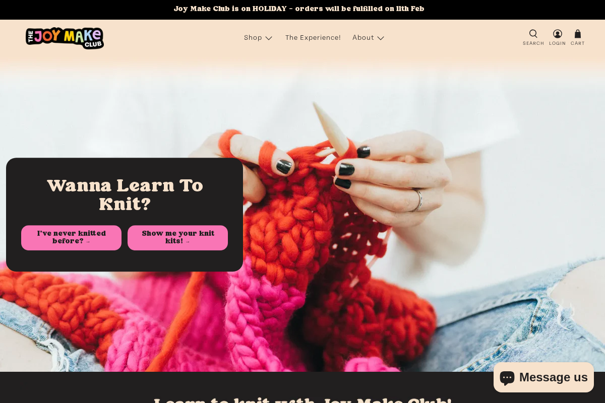 The Joy Make Club homepage screenshot