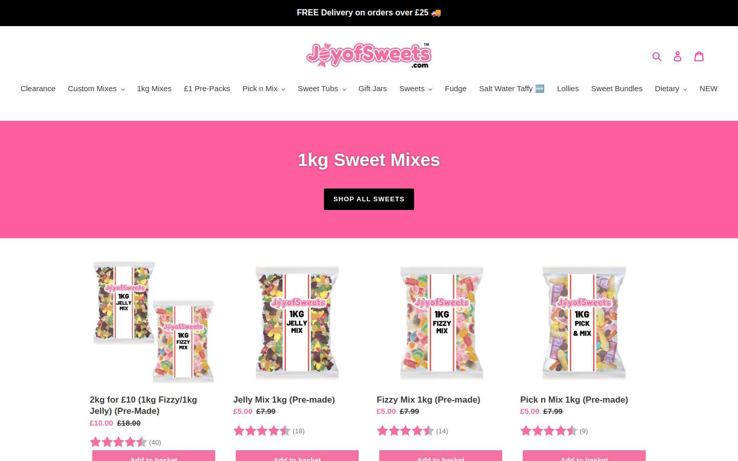Joyofsweets homepage screenshot