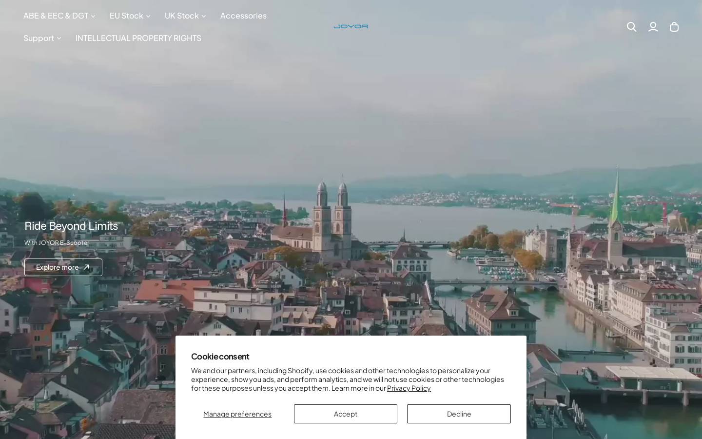 Joyor Europe homepage screenshot