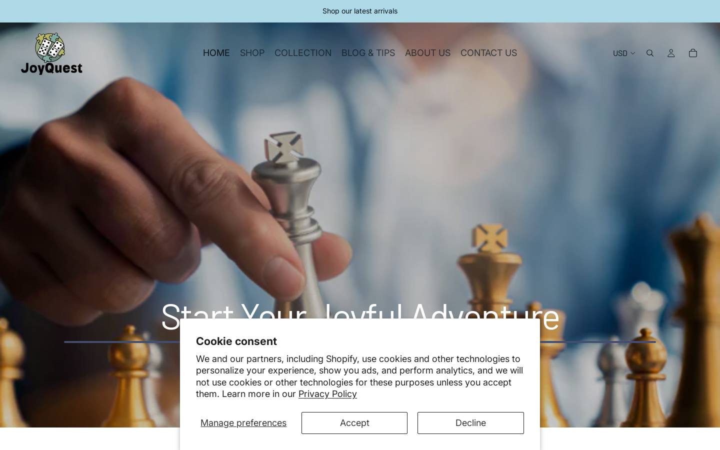 joyquestshop.com homepage screenshot