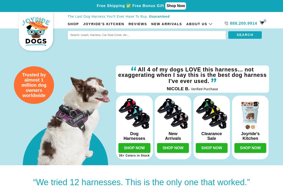 Joyride Harness homepage screenshot