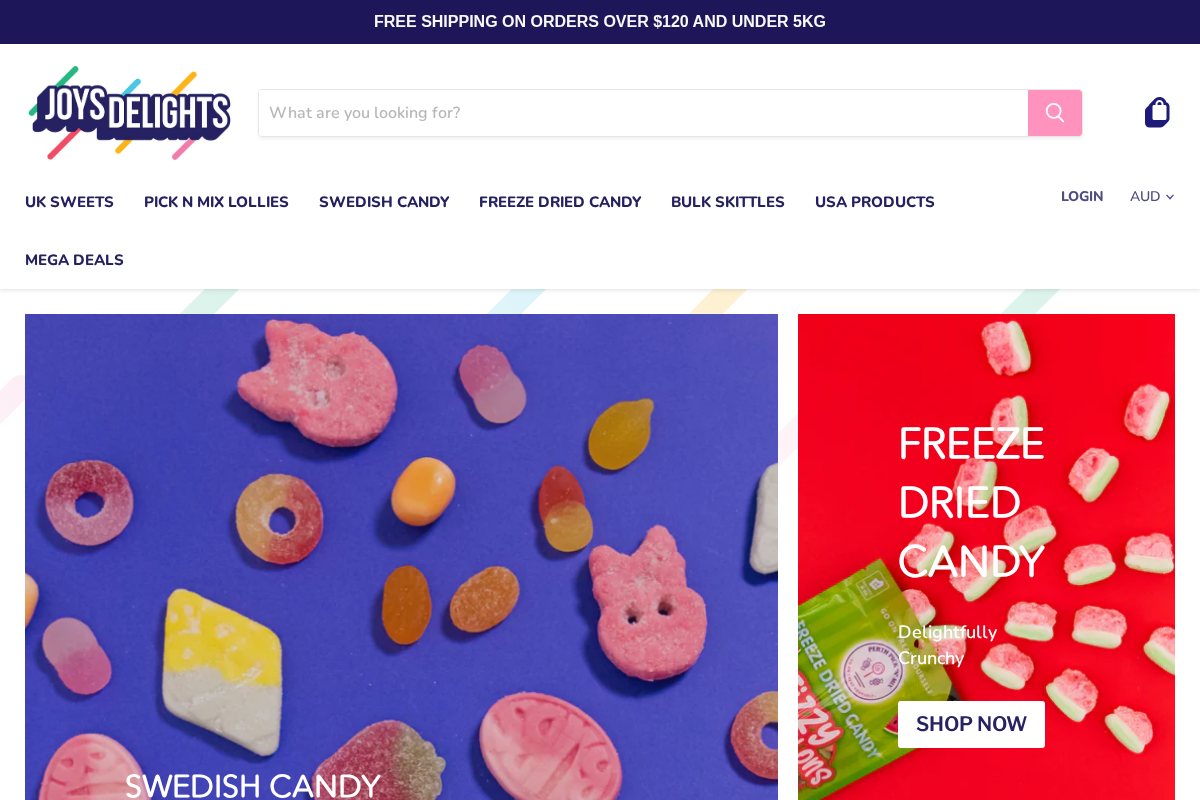 Joy's De'Lights homepage screenshot