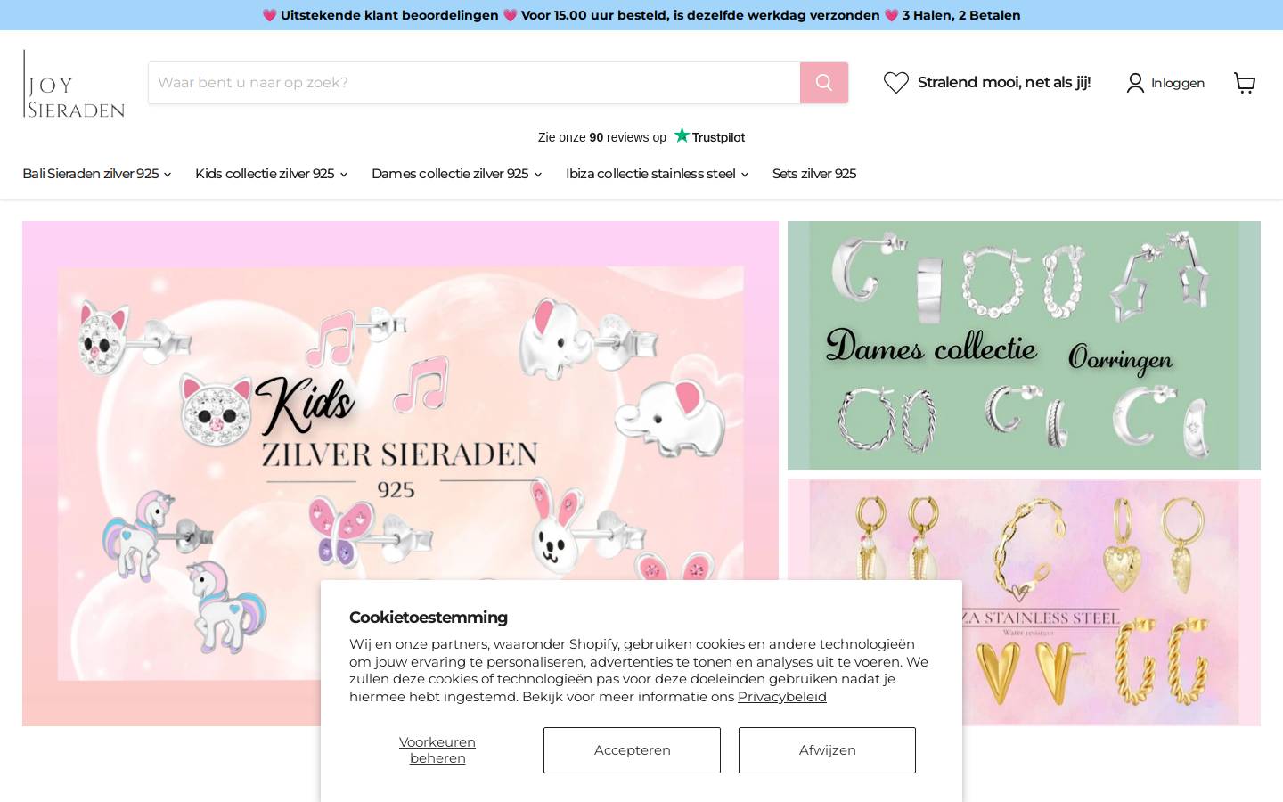 Joy Sieraden homepage screenshot