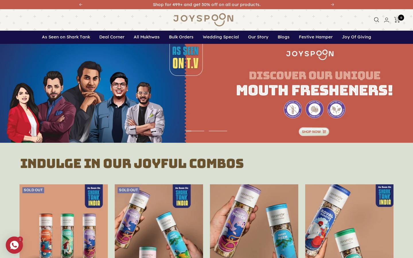 Joyspoon homepage screenshot