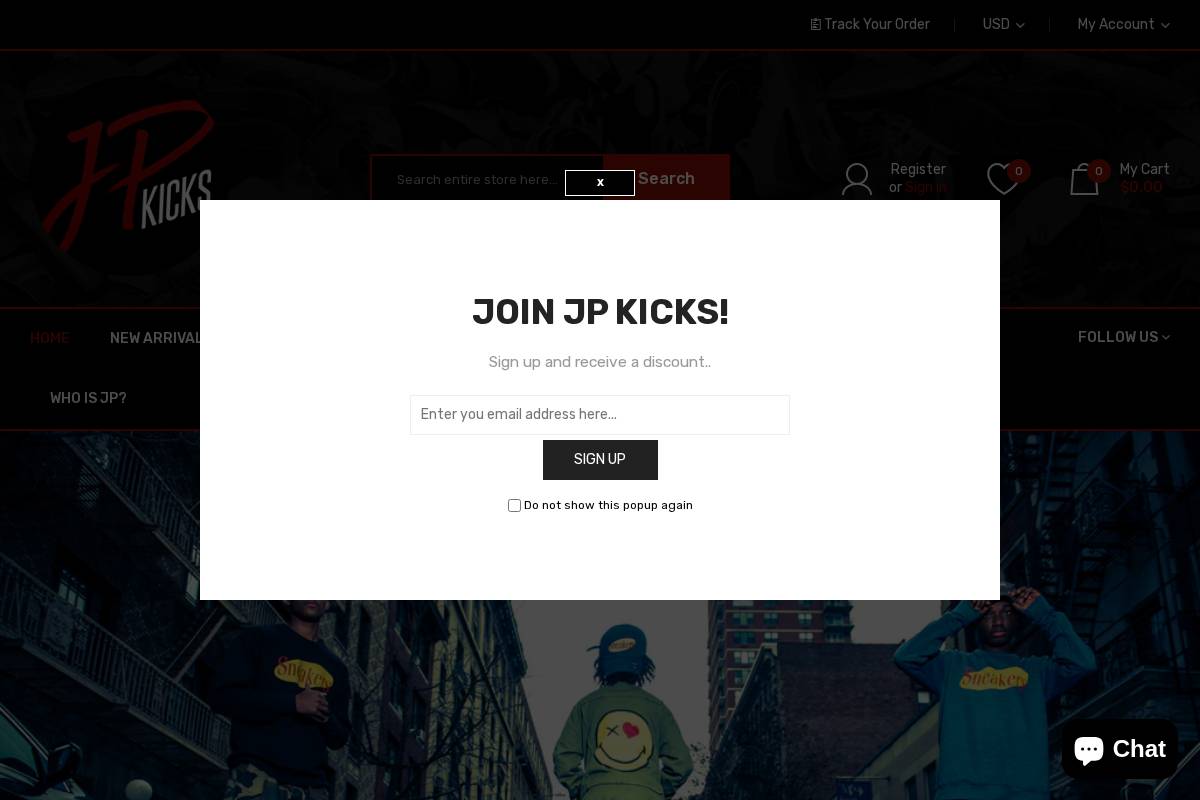 jp-kicks.com homepage screenshot