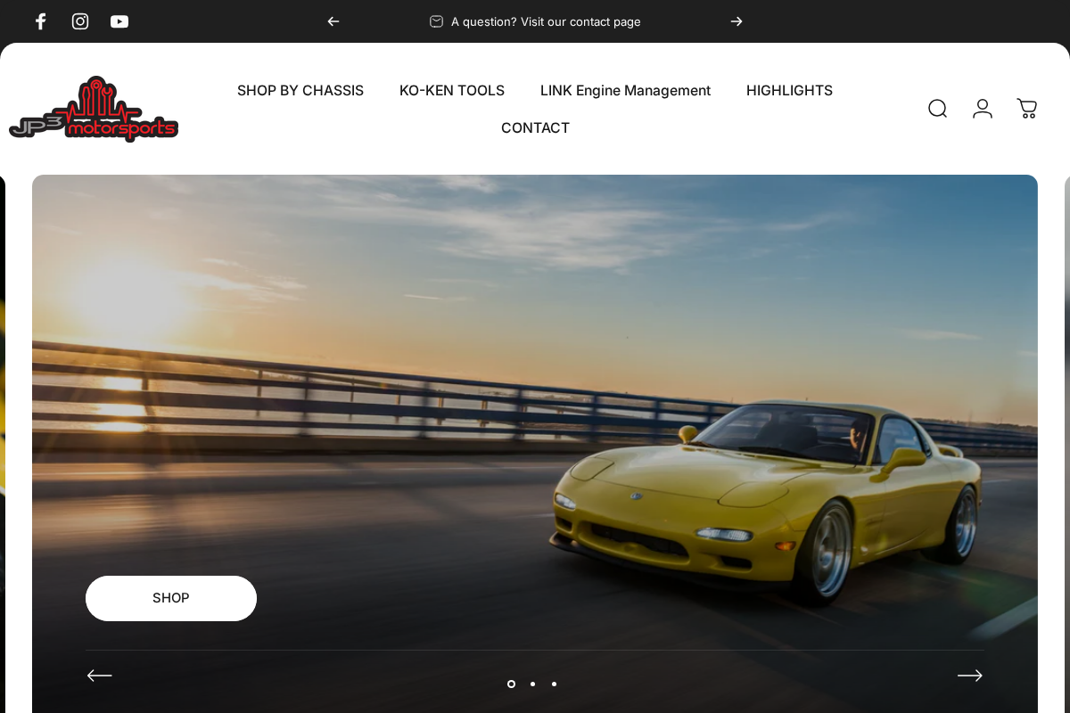 JP3 Motorsports homepage screenshot