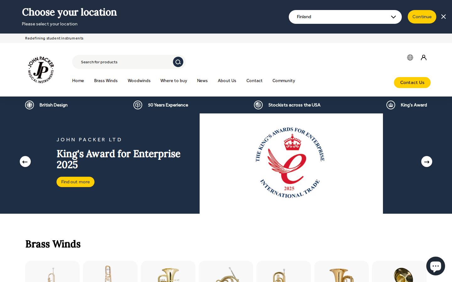 jpmusicalinstruments.com homepage screenshot