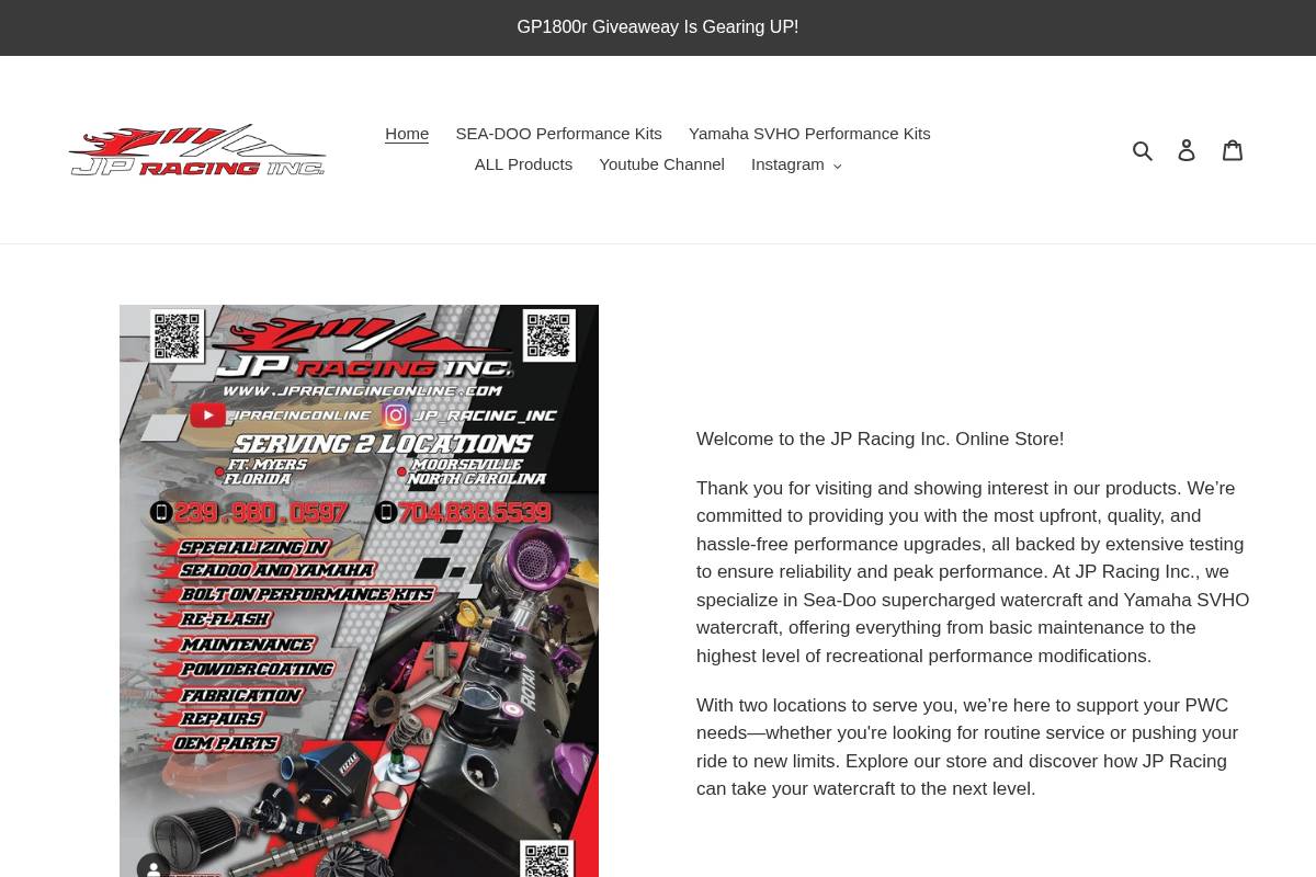 jpracinginconline.com homepage screenshot
