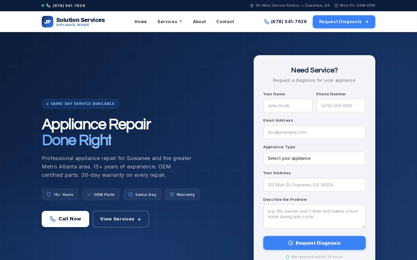 jpsolutionservices.com homepage screenshot