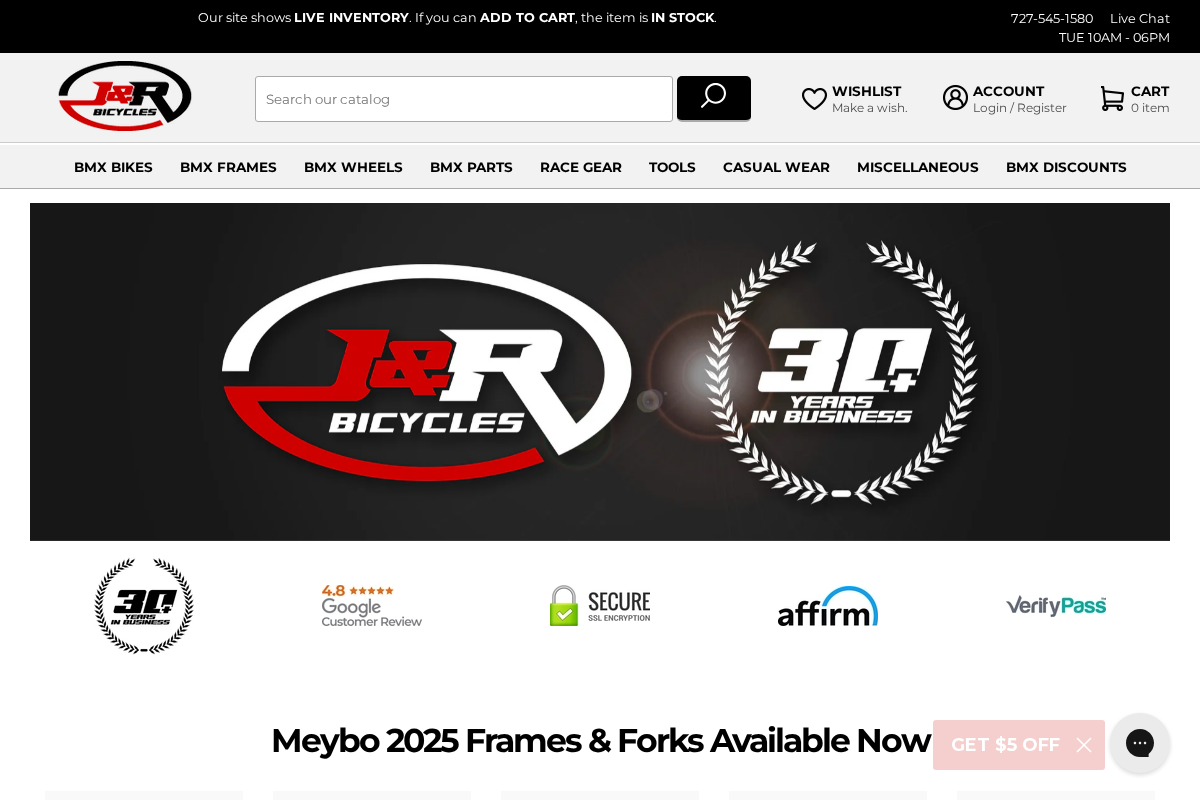 J&R Bicycles homepage screenshot