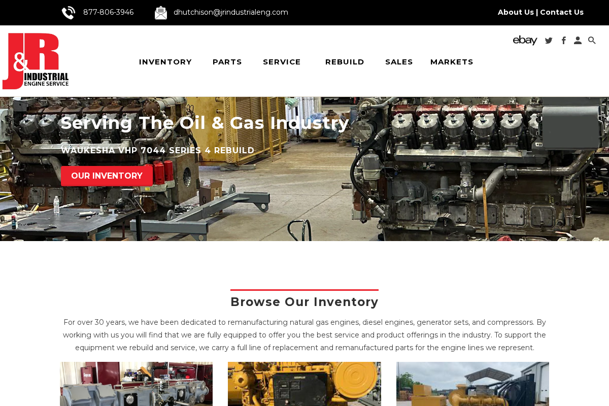 J&R Industrial Engine Service homepage screenshot