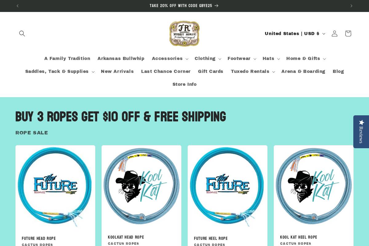 jrshobbyhorse.com homepage screenshot