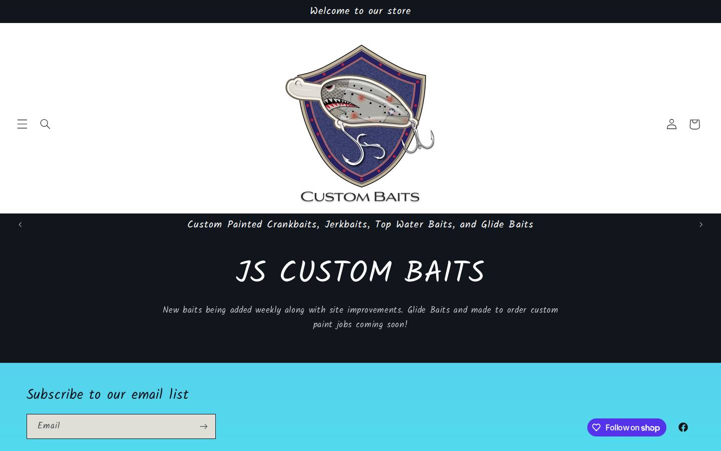 jscustombaits.com homepage screenshot