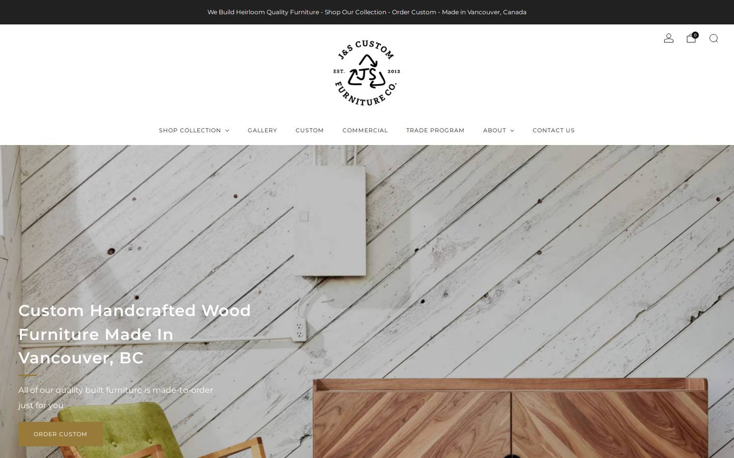 jscustomfurniture.com homepage screenshot