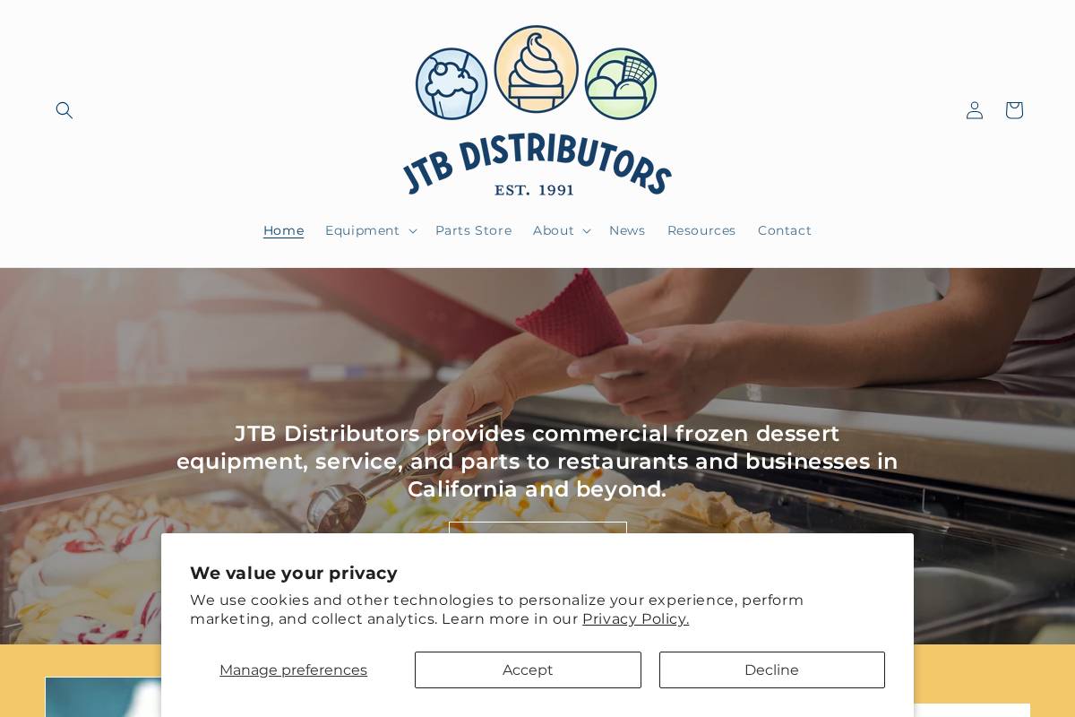 jtbdistributors.com homepage screenshot