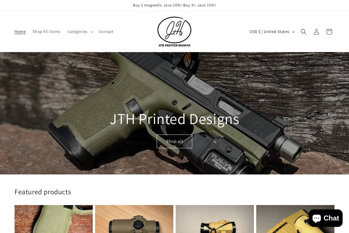 jthprinteddesigns.com homepage screenshot