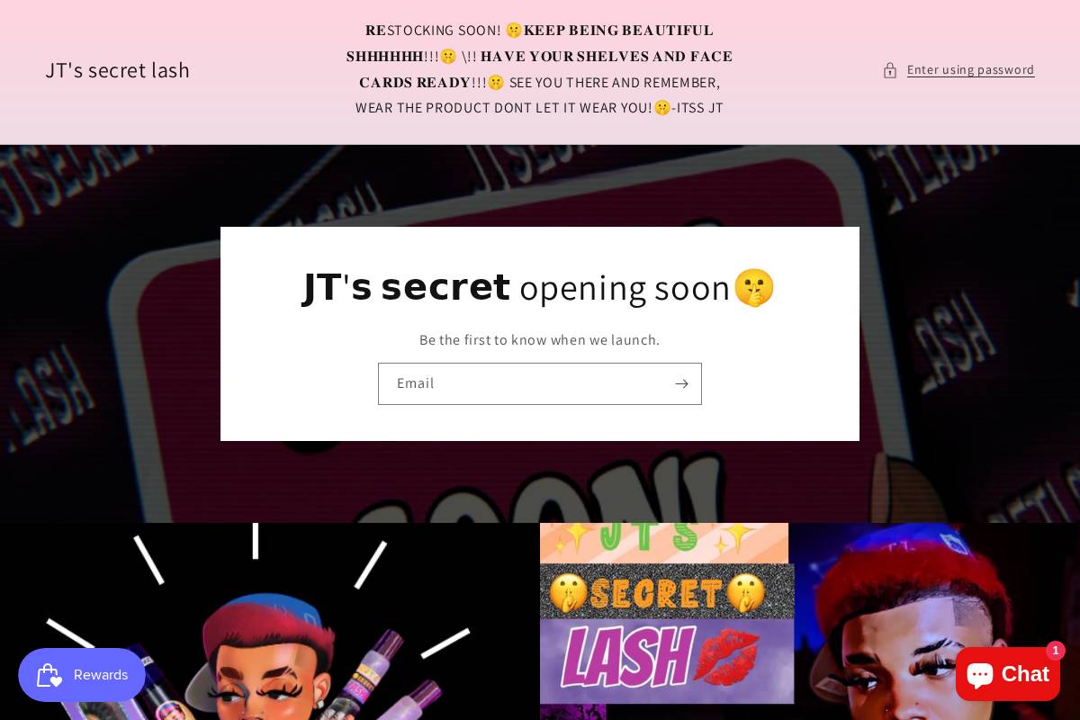 jtsecretlash.com homepage screenshot