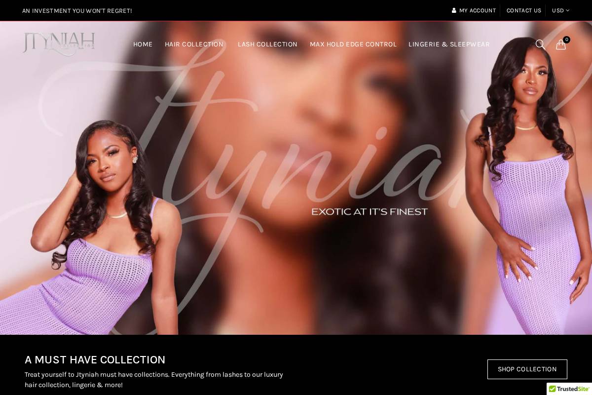 jtyniahcollection.com homepage screenshot