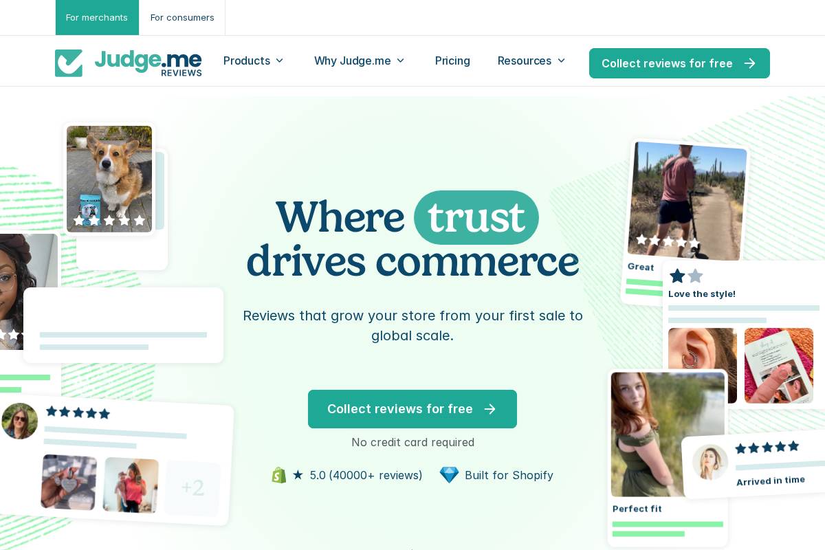 Judge.me homepage screenshot