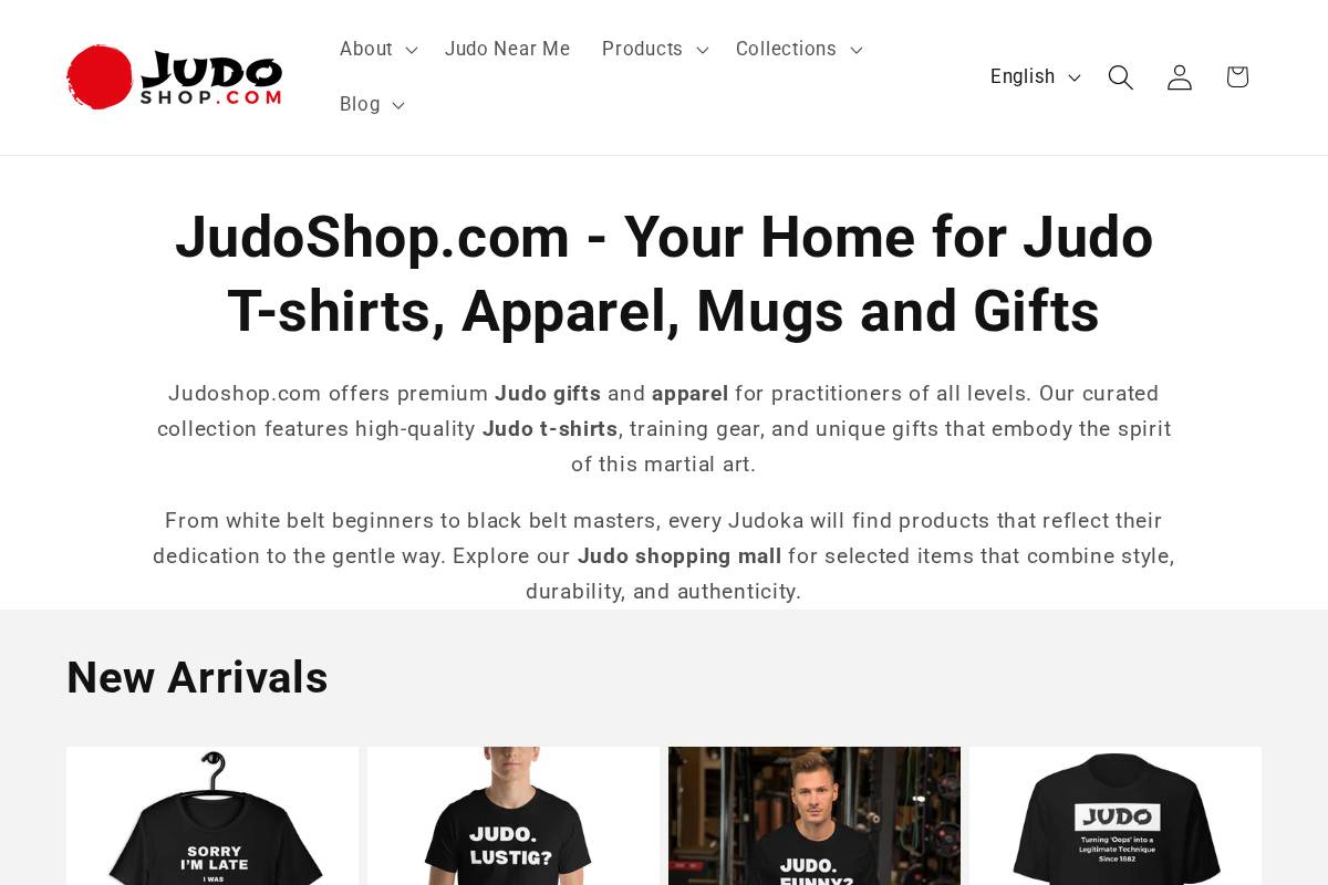 Judoshop homepage screenshot