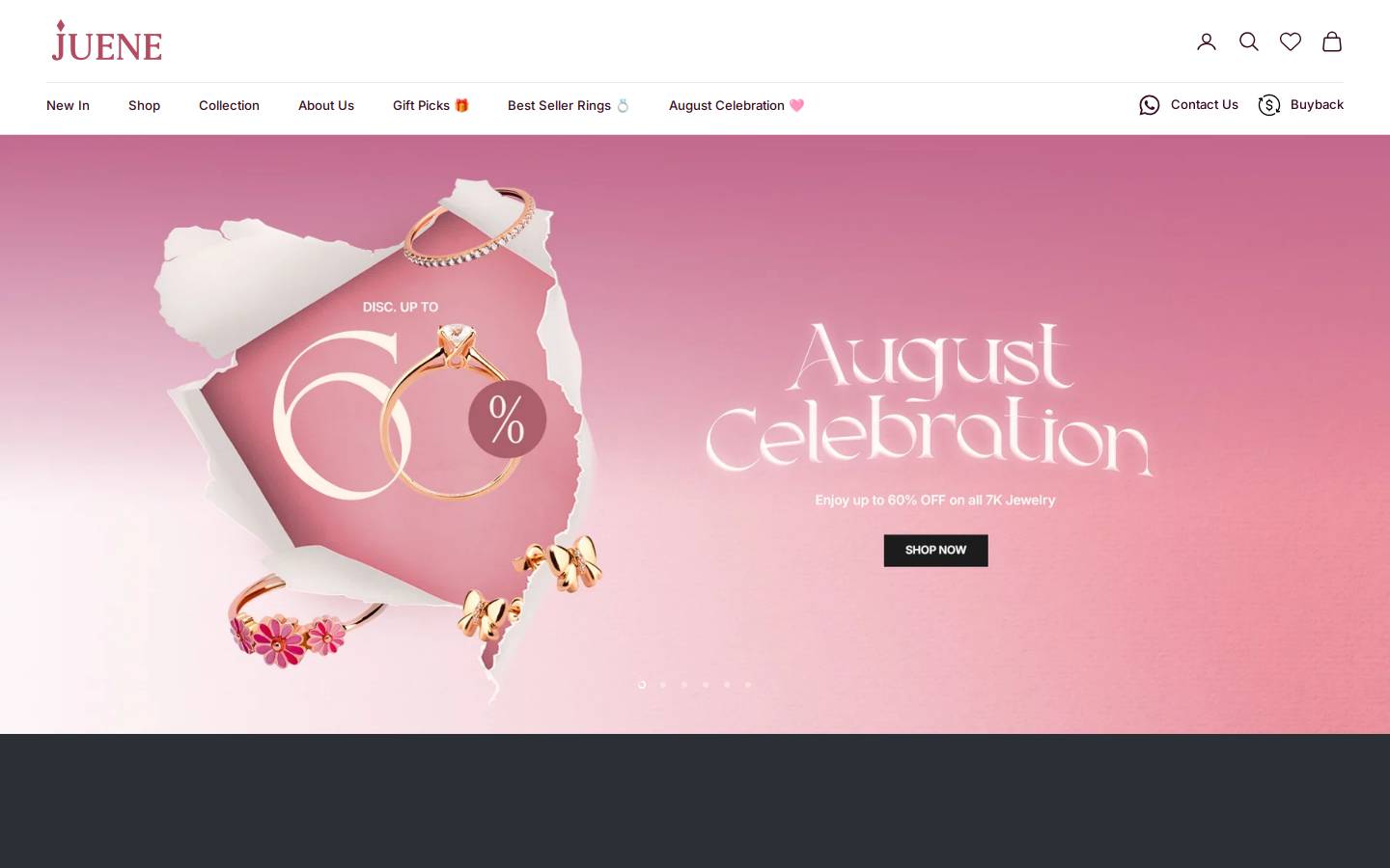 juenejewelry.com homepage screenshot