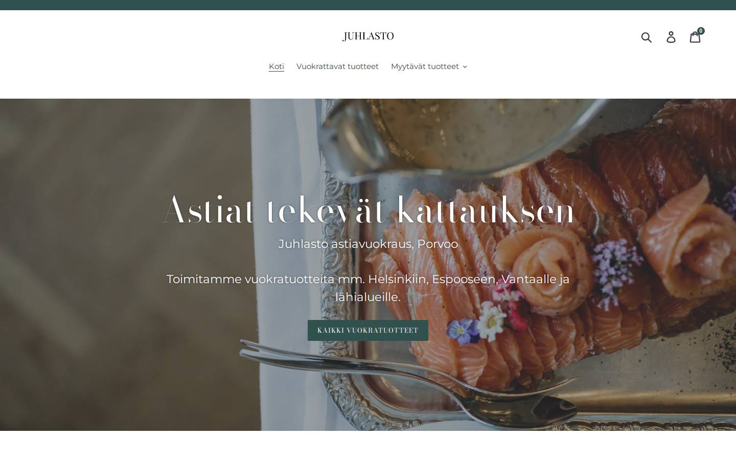 juhlasto.fi homepage screenshot