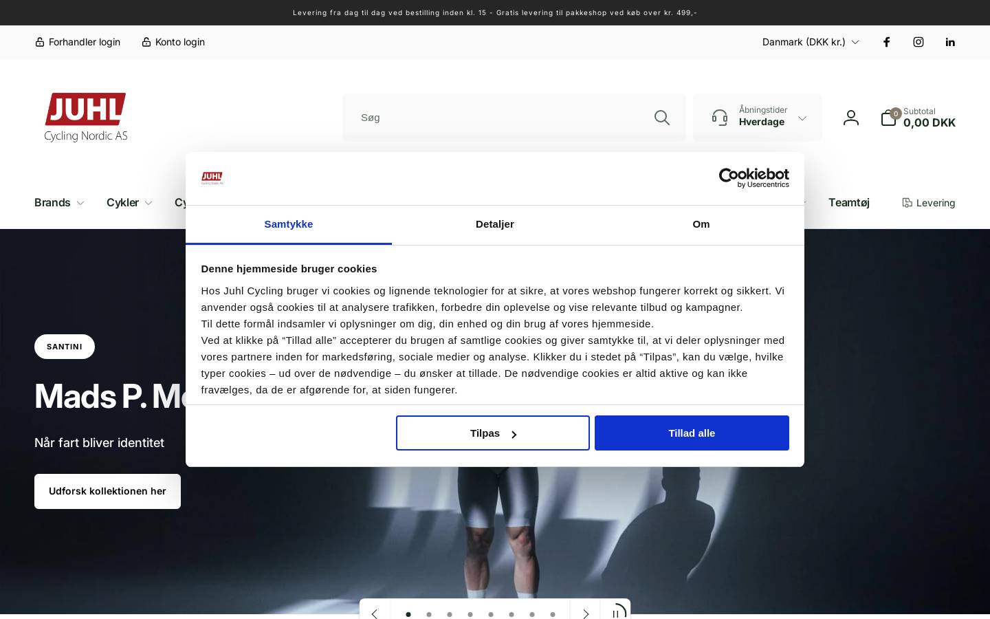 Juhl Cycling Nordic homepage screenshot