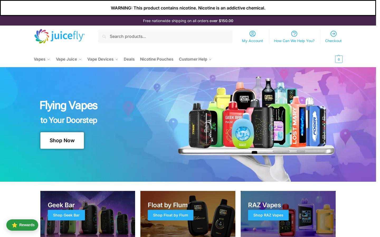 Juicefly Vape Delivery homepage screenshot